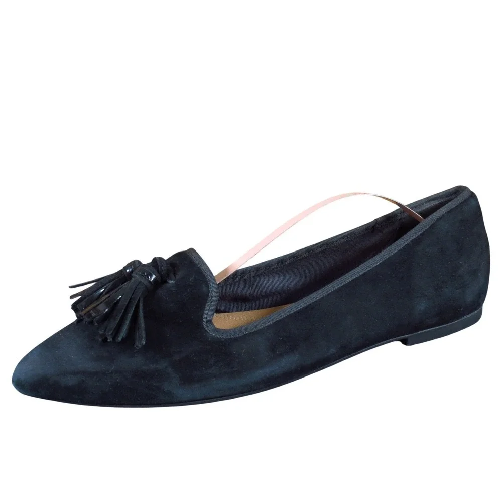 Hush Puppies Sadie Women Slip On Flats Size‎ 8.5 Black Suede Tassel Comfort